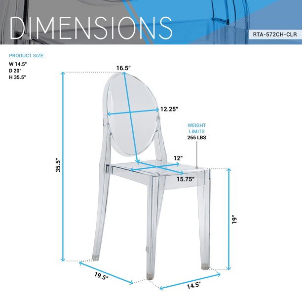 Techni Home Stackable Acrylic Ghost Event Chairs – Set of 4