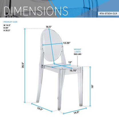 Techni Home Stackable Acrylic Ghost Event Chairs – Set of 4