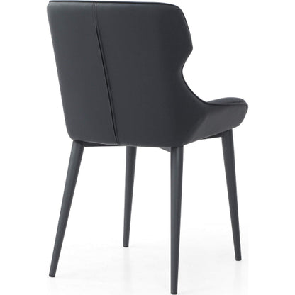 Morocco Dining Chair in Black Eco Leather & Black Sanded Steel by Whiteline Modern Living