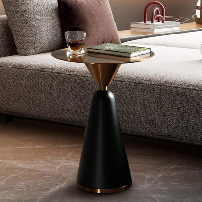 Zora Side Table in Brushed Brass Finish Stainless Steel & Black Metal by Whiteline Modern Living