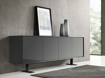 Densy Buffet in High Gloss Dark Grey & Metal by Whiteline Modern Living