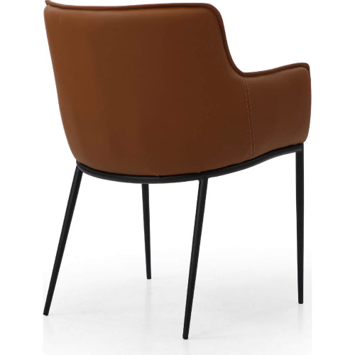 Tiffany Dining Arm Chair in Brown Eco Leather & Black Metal by Whiteline Modern Living