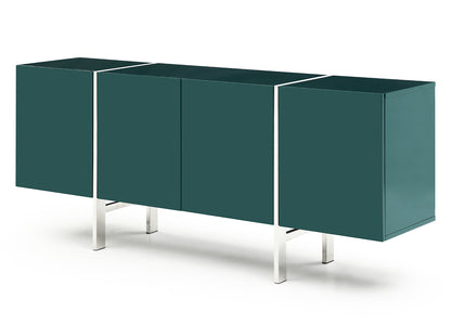 Struttura Buffet in High Gloss Dark Green & Polished Stainless Steel by Whiteline Modern Living