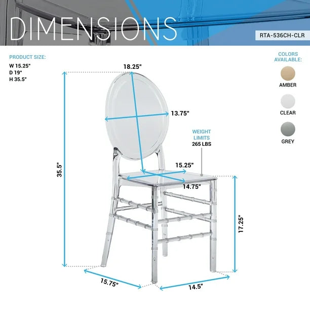 Techni Home Stackable Ghost Style Clear Acrylic Event Chairs - Set of 4