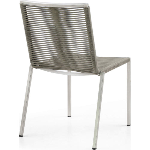 Rhea Outdoor Dining Chair in Stainless Steel & Light Brown Rope (Set of 4) by Whiteline Modern Living