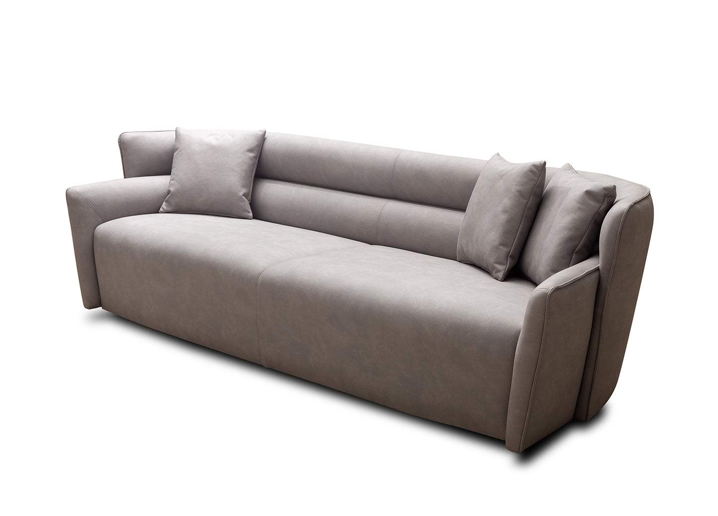 Boss Sofa in Grey Nubuck Leather & Black Legs by Whiteline Modern Living