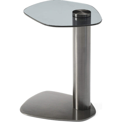 Lexi Side Table in Grey Glass & Brushed Stainless Steel by Whiteline Modern Living