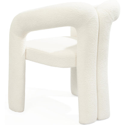 Mirage Dining Arm Chair in White Boucle Fabric by Whiteline Modern Living