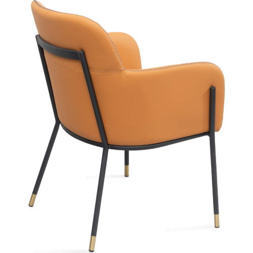 Heidi Dining Arm Chair in Camel Brown Leatherette & Black Steel by Whiteline Modern Living