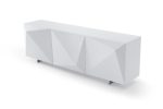 Geneva Buffet in High Gloss White & Polished Stainless Steel by Whiteline Modern Living