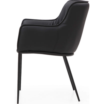 Tiffany Dining Arm Chair in Black Eco Leather & Black Metal by Whiteline Modern Living