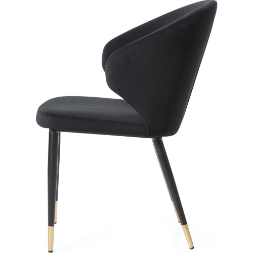 Gracie Dining Chair in Black Velvet, Black Steel & Gold by Whiteline Modern Living