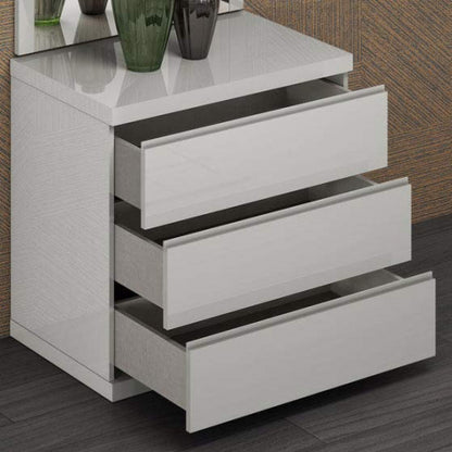 Anna 3 Drawer Single Dresser in High Gloss Light Grey Finish by Whiteline Modern Living