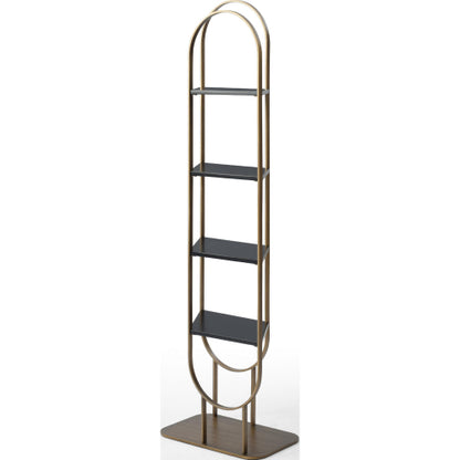 Koda Oval Bookcase Divider in Brushed Bronze Steel & Black by Whiteline Modern Living