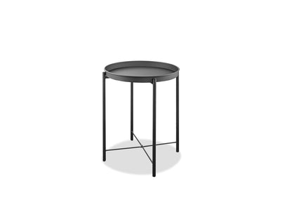 Drake Indoor Outdoor Round Side Table in Grey Steel by Whiteline Modern Living