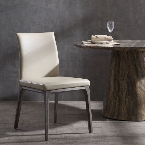 Stella Dining Chair in Taupe Leatherette on Oak Veneer (Set of 2) by Whiteline Modern Living