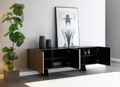 Raul Buffet in Ceramic Top, Brushed Bronze Wood & Black Metal by Whiteline Modern Living