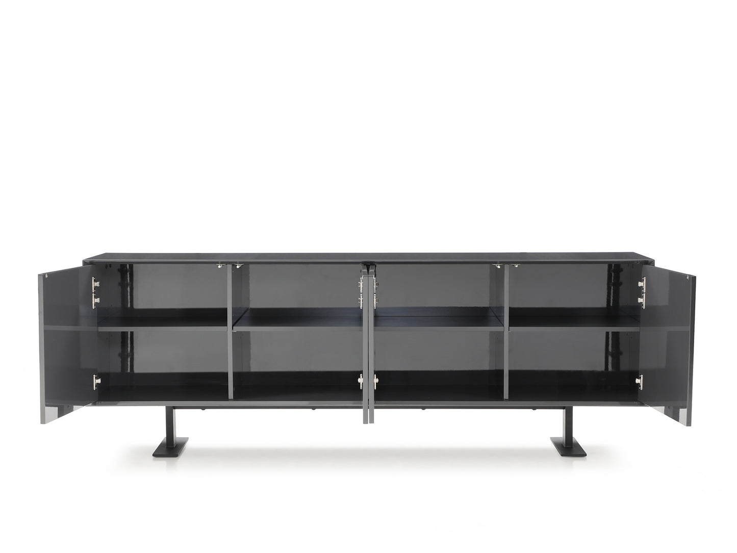 Densy Buffet in High Gloss Dark Grey & Metal by Whiteline Modern Living