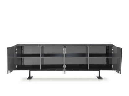 Densy Buffet in High Gloss Dark Grey & Metal by Whiteline Modern Living