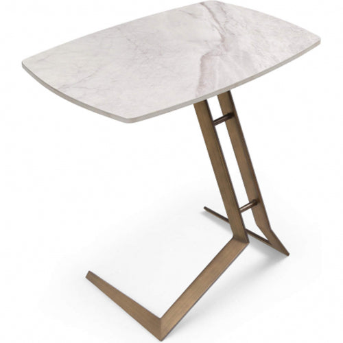 Katy Side Table in Grey Ceramic & Brushed Bronze Metal by Whiteline Modern Living