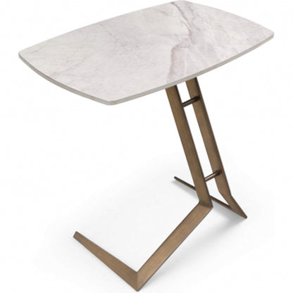 Katy Side Table in Grey Ceramic & Brushed Bronze Metal by Whiteline Modern Living