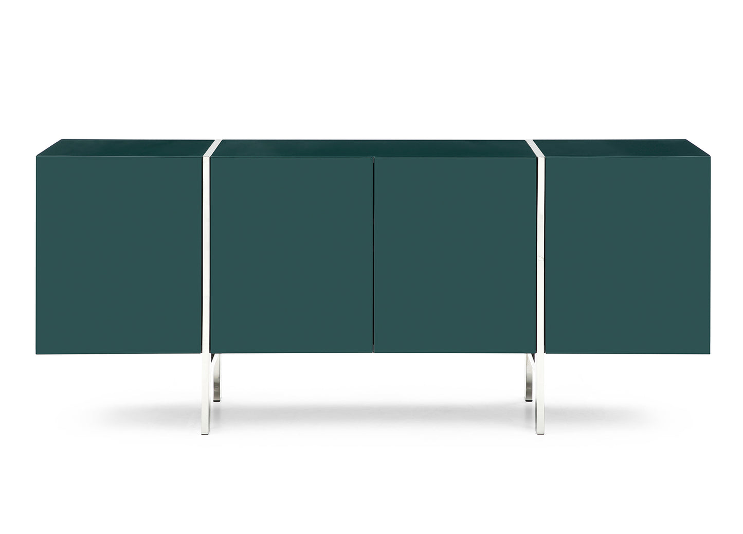 Struttura Buffet in High Gloss Dark Green & Polished Stainless Steel by Whiteline Modern Living