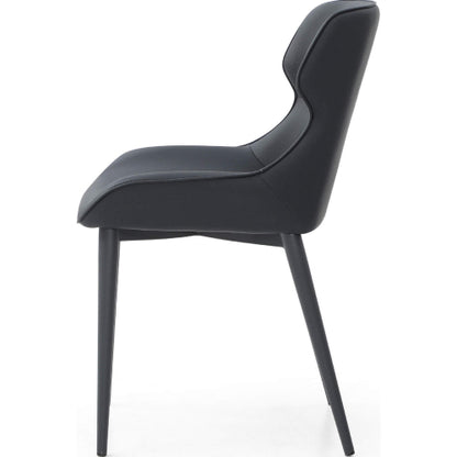 Morocco Dining Chair in Black Eco Leather & Black Sanded Steel by Whiteline Modern Living