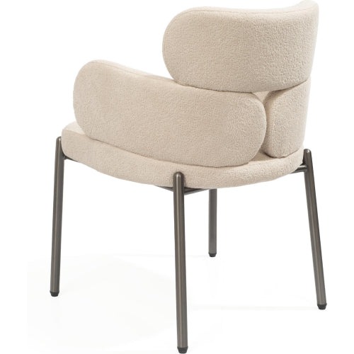 Adele Dining Arm Chair in Taupe Boucle Fabric & Brushed Black Steel by Whiteline Modern Living