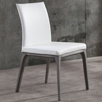 Stella Dining Chair in White Leatherette on Oak Veneer (Set of 2) by Whiteline Modern Living