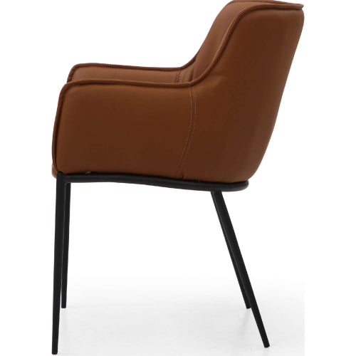 Tiffany Dining Arm Chair in Brown Eco Leather & Black Metal by Whiteline Modern Living