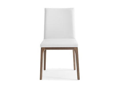 Stella Dining Chair in White Leatherette on Walnut Veneer Base (Set of 2) by Whiteline Modern Living