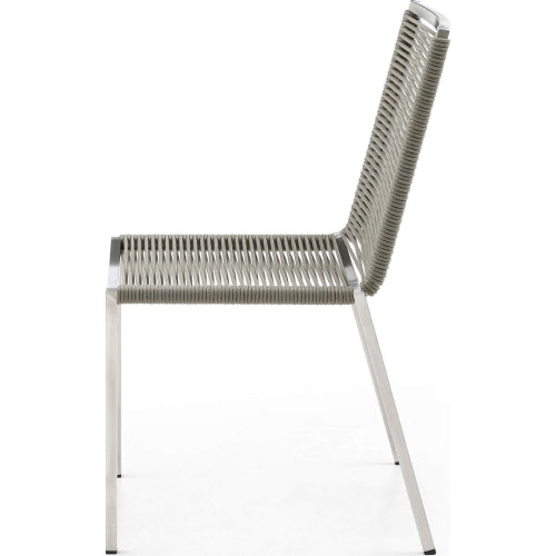 Rhea Outdoor Dining Chair in Stainless Steel & Light Brown Rope (Set of 4) by Whiteline Modern Living