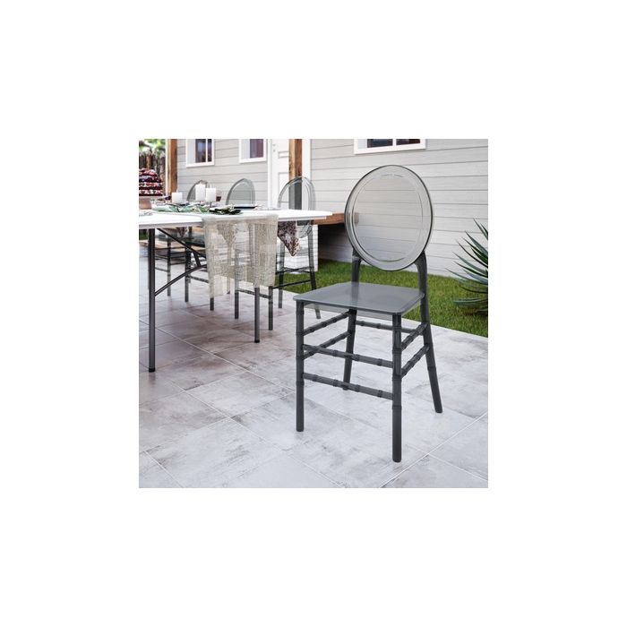 Techni Home Stackable Ghost Style Dark Grey Acrylic Event Chairs – Set of 4