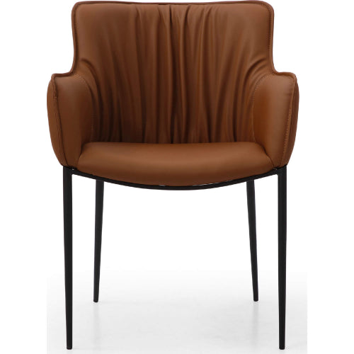 Tiffany Dining Arm Chair in Brown Eco Leather & Black Metal by Whiteline Modern Living