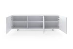 Geneva Buffet in High Gloss White & Polished Stainless Steel by Whiteline Modern Living