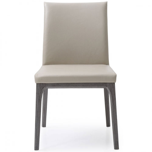 Stella Dining Chair in Taupe Leatherette on Oak Veneer (Set of 2) by Whiteline Modern Living