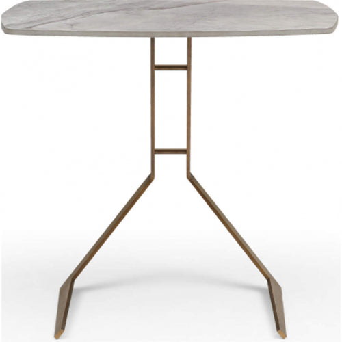 Katy Side Table in Grey Ceramic & Brushed Bronze Metal by Whiteline Modern Living