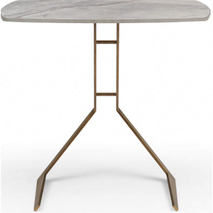 Katy Side Table in Grey Ceramic & Brushed Bronze Metal by Whiteline Modern Living