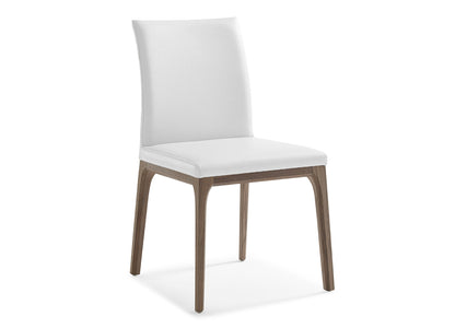 Stella Dining Chair in White Leatherette on Walnut Veneer Base (Set of 2) by Whiteline Modern Living