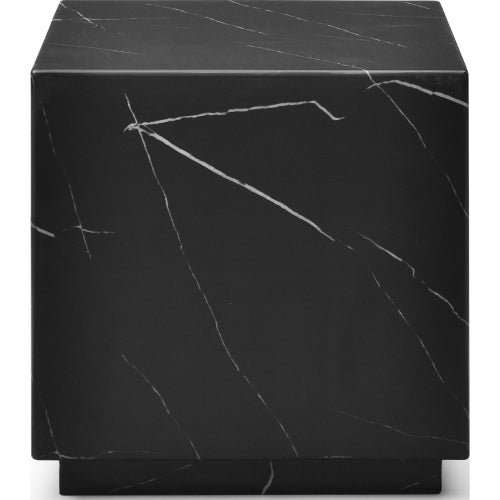 Iris Square Side Table in High Gloss Black Marble by Whiteline Modern Living