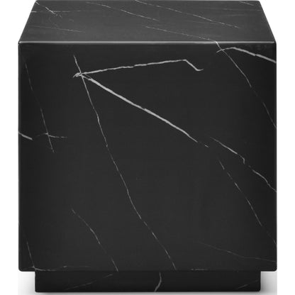 Iris Square Side Table in High Gloss Black Marble by Whiteline Modern Living