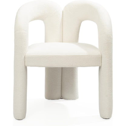 Mirage Dining Arm Chair in White Boucle Fabric by Whiteline Modern Living