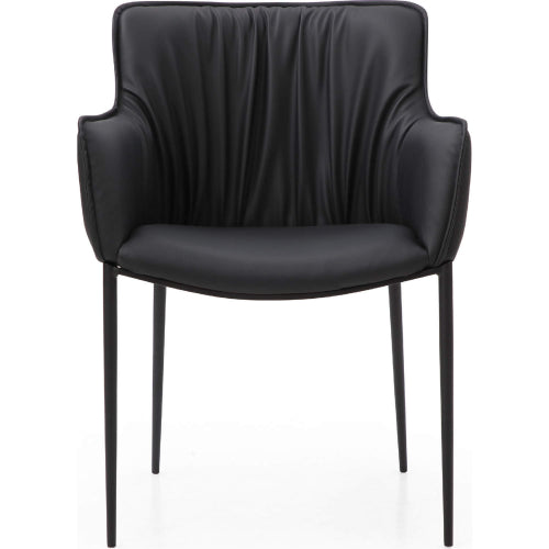 Tiffany Dining Arm Chair in Black Eco Leather & Black Metal by Whiteline Modern Living