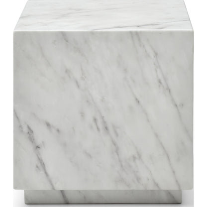 Iris Square Side Table in High Gloss White Marble by Whiteline Modern Living