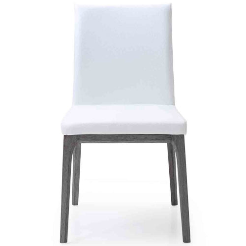 Stella Dining Chair in White Leatherette on Oak Veneer (Set of 2) by Whiteline Modern Living