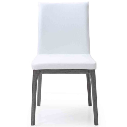 Stella Dining Chair in White Leatherette on Oak Veneer (Set of 2) by Whiteline Modern Living