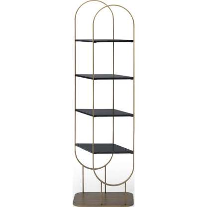 Koda Oval Bookcase Divider in Brushed Bronze Steel & Black by Whiteline Modern Living