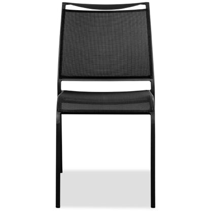 Aloha Indoor Outdoor Dining Chair in Grey Texteline & Aluminum (Set of 2) by Whiteline Modern Living