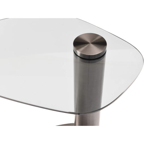 Lexi Side Table in Grey Glass & Brushed Stainless Steel by Whiteline Modern Living