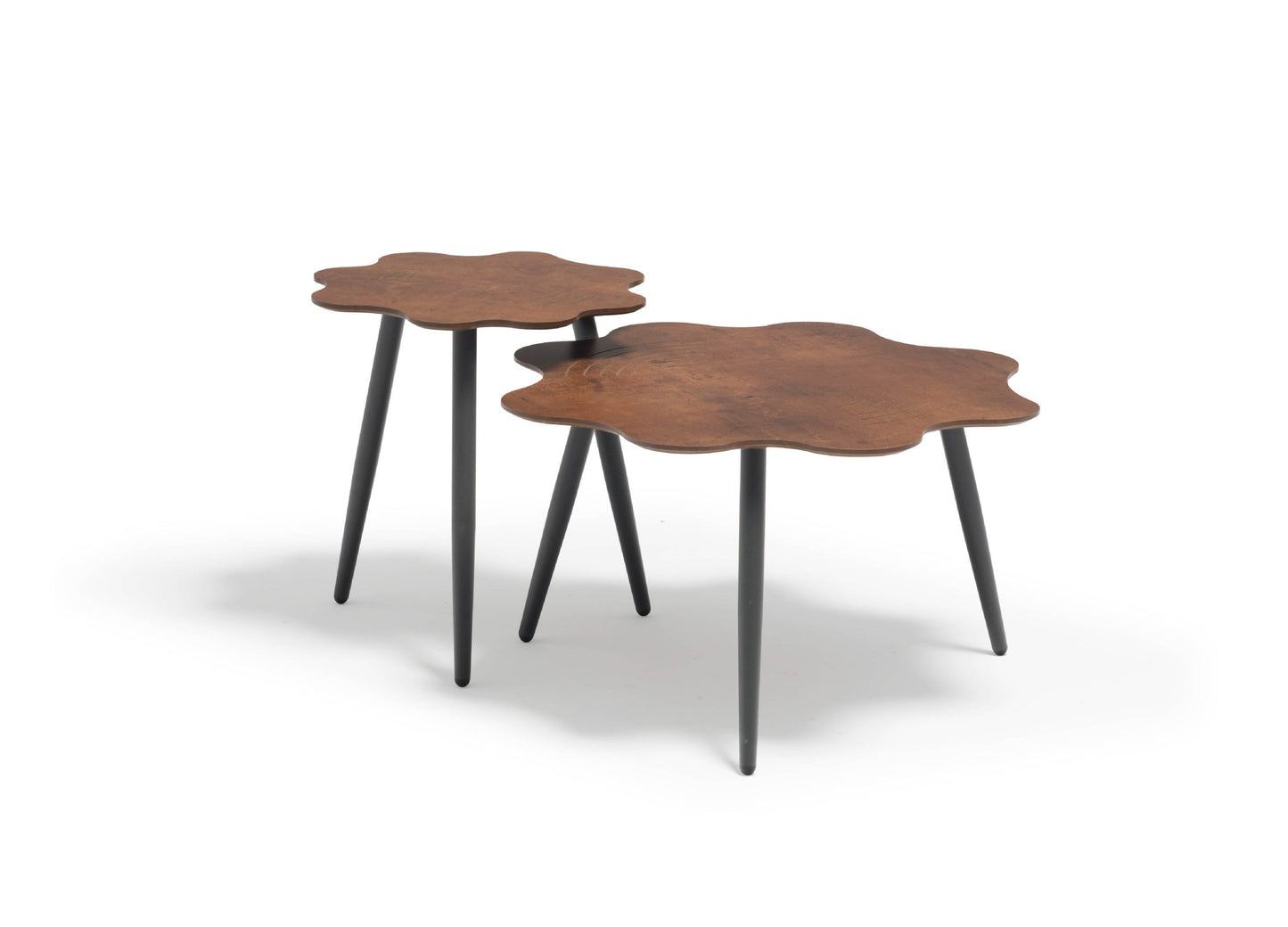 Flora 18" Outdoor Flower Shape Side Table Walnut Finish Laminate & Black by Whiteline Modern Living